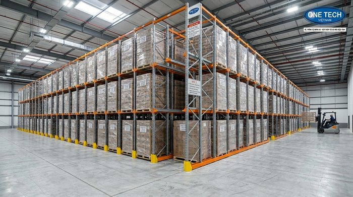 Kệ drive in thực tế tối ưu chiều sâu kho pallet