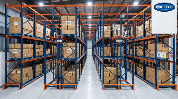 Hình ảnh thực tế hệ thống kệ kho drive-in nhiều dãy