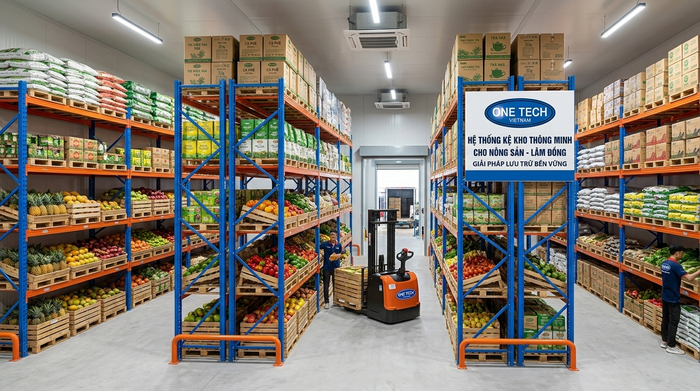 Kệ pallet trong kho nông sản tại Lâm Đồng giúp hàng hóa thông thoáng và dễ xuất nhập