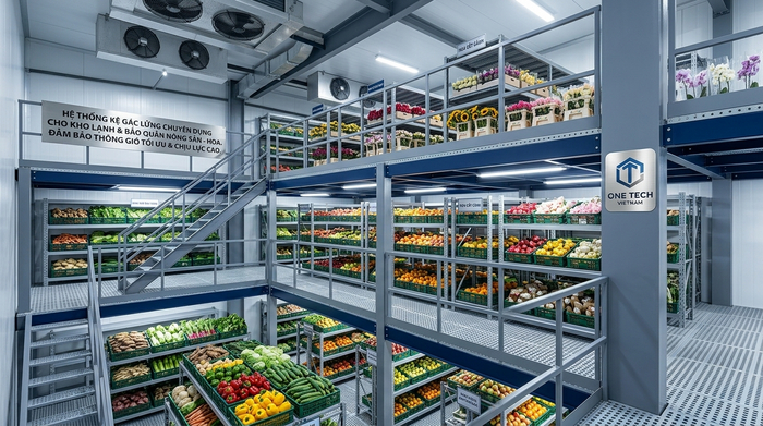 Kệ sàn mezzanine cho kho lạnh bảo quản nông sản tại Lâm Đồng