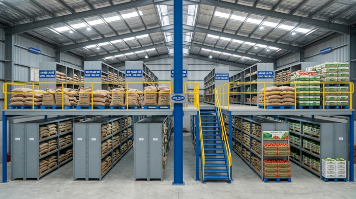 Kệ sàn mezzanine cho kho nông sản tại Lâm Đồng