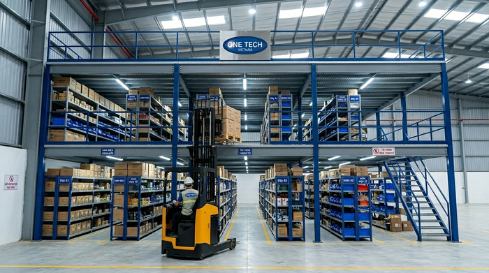 Kệ sàn mezzanine nhiều tầng cho kho trần cao