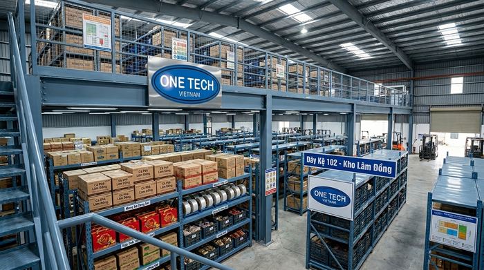 Kết hợp kệ mezzanine với kệ trung tải trong kho Lâm Đồng