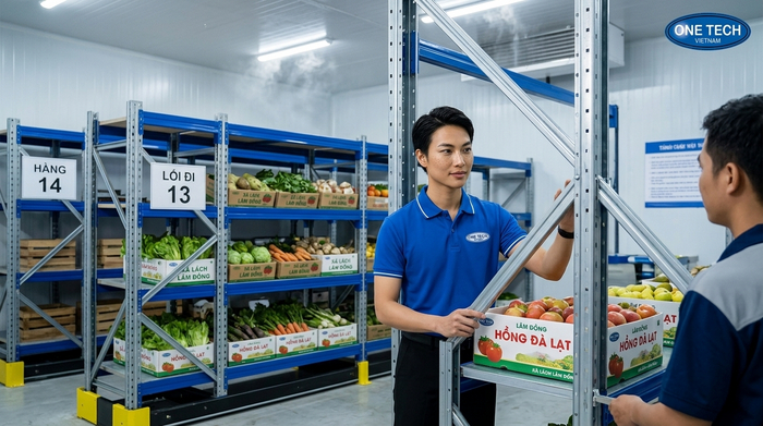 Lắp đặt kệ kho lạnh tại kho nông sản Lâm Đồng