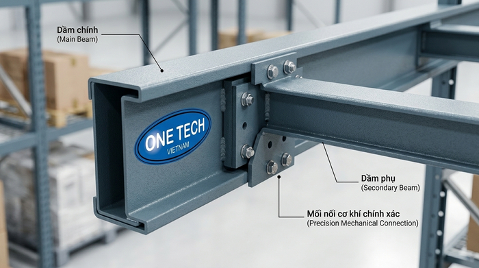Thanh beam chính và beam phụ của kệ sàn mezzanine