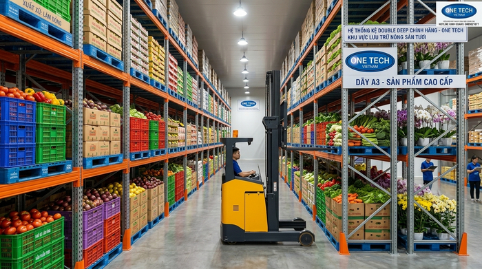 Kệ Double Deep Lâm Đồng cho kho nông sản Kệ Double Deep Lâm Đồng ứng dụng trong kho nông sản đóng pallet