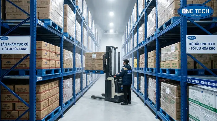 Kệ Push Back cho kho lạnh Lâm Đồng Kệ Push Back cho kho lạnh và kho mát tại Lâm Đồng