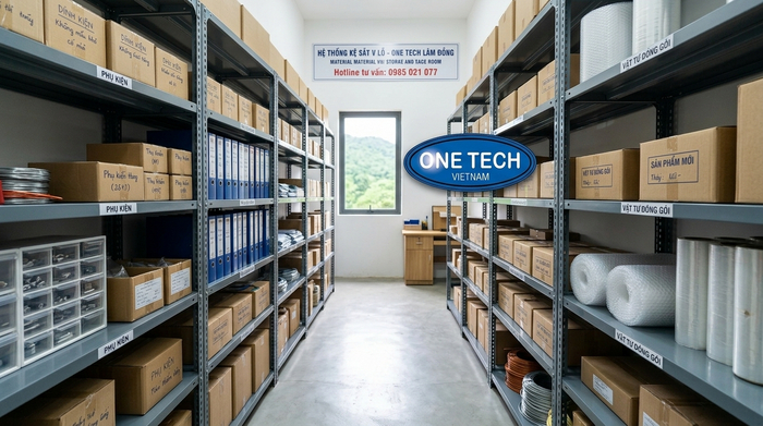 Kệ sắt V lỗ cho kho vật tư Lâm Đồng Kệ sắt V lỗ dùng trong kho vật tư tại Lâm Đồng