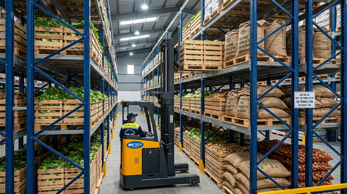 Ứng dụng kệ VNA cho kho nông sản Đức Trọng Kệ VNA trong kho nông sản tại khu vực Đức Trọng Lâm Đồng