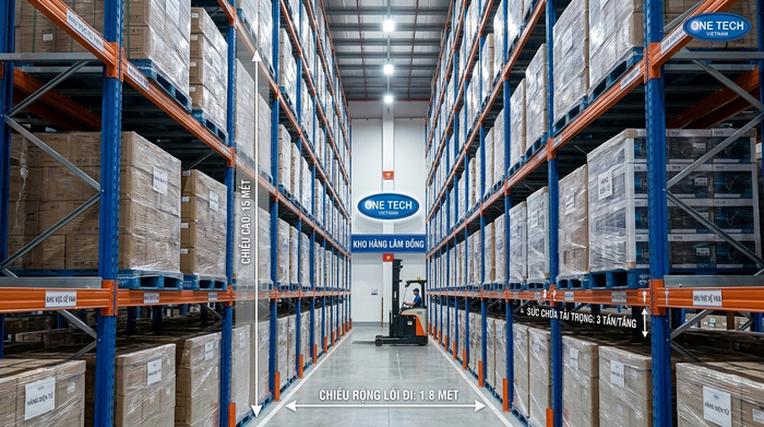 Thông số cần có khi thiết kế kệ Narrow Aisle Thông số thiết kế kệ Narrow Aisle Lâm Đồng gồm chiều cao tải trọng và lối đi
