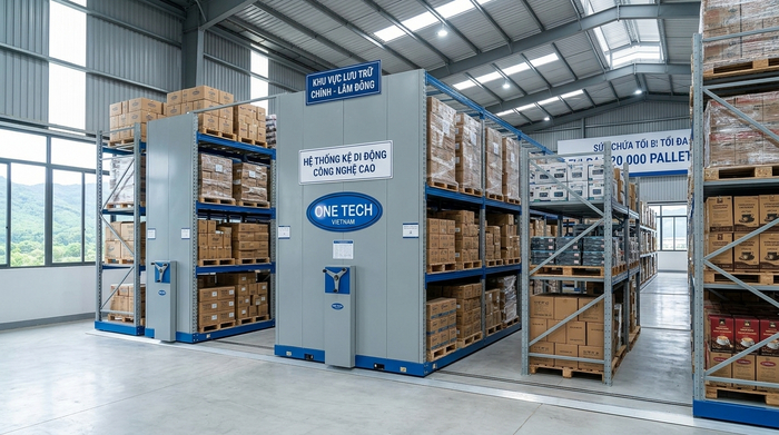 Tối ưu không gian kho bằng kệ di động Giải pháp tối ưu không gian kho bằng kệ di động tại Lâm Đồng