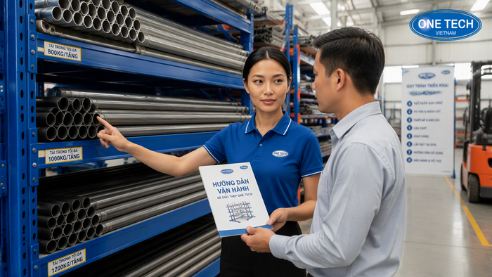 Bàn giao kệ để ống thép và hướng dẫn vận hành