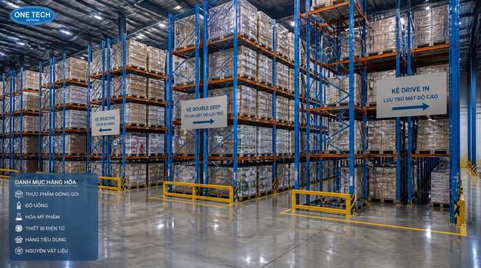 Kệ pallet tải nặng trong kho logistics Lâm Đồng Kệ pallet tải nặng cho trung tâm phân phối tại Lâm Đồng