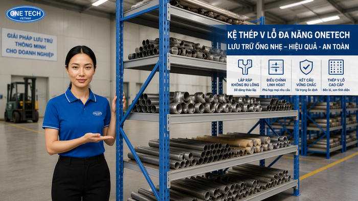 Kệ sắt v lỗ cho kho chứa ống thép nhẹ tại Lâm Đồng