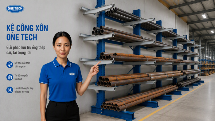 Kệ tay đỡ một phía để ống thép đặt sát tường