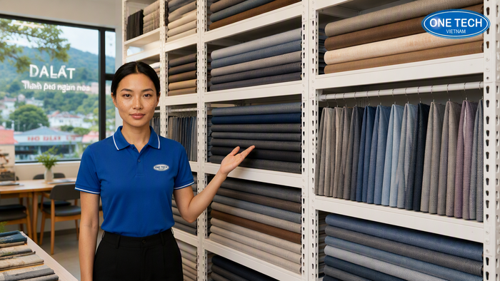 Kệ treo vải cho showroom và cửa hàng vải tại Đà Lạt