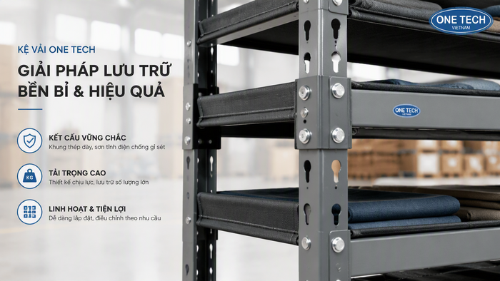 Chi tiết kết cấu kệ chứa vải bằng thép sơn tĩnh điện