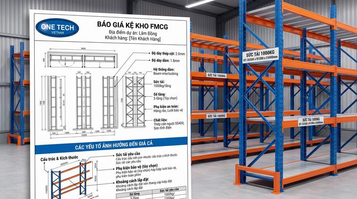 Báo giá kệ kho FMCG Lâm Đồng theo bản vẽ kho