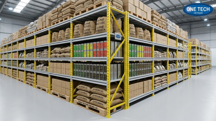 Kệ trung tải cho kho trà cà phê tại Bảo Lộc