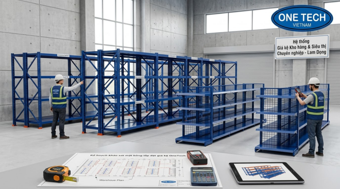 Khảo sát mặt bằng trước khi báo giá kệ trung tải tại Lâm Đồng